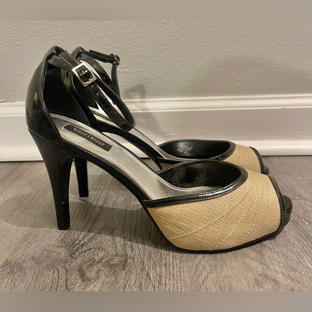 White House Black Market Black and Tan Heels